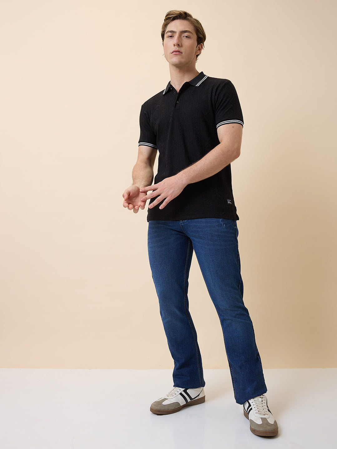 Status Quo Men's Solid Polo Collar Half Sleeves Regular Fit T-shirt