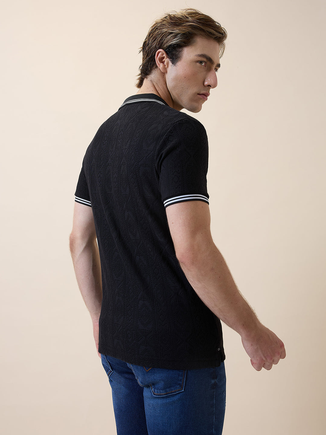 Status Quo Men's Solid Polo Collar Half Sleeves Regular Fit T-shirt