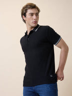 Status Quo Men's Solid Polo Collar Half Sleeves Regular Fit T-shirt
