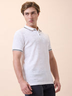 Mens All-Over Solid Polo Collar Half Sleeves Regular Fit T-Shirt