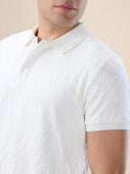 Off White Tribal Textured Polo