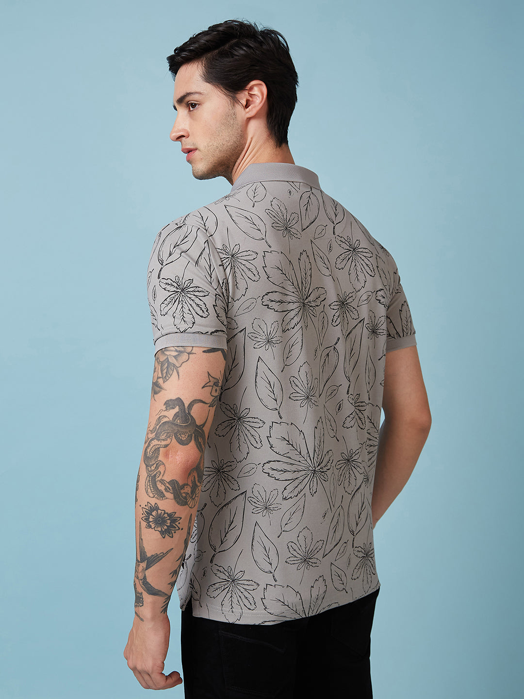 Men's Printed Polo Neck Half Sleeves T-shirt