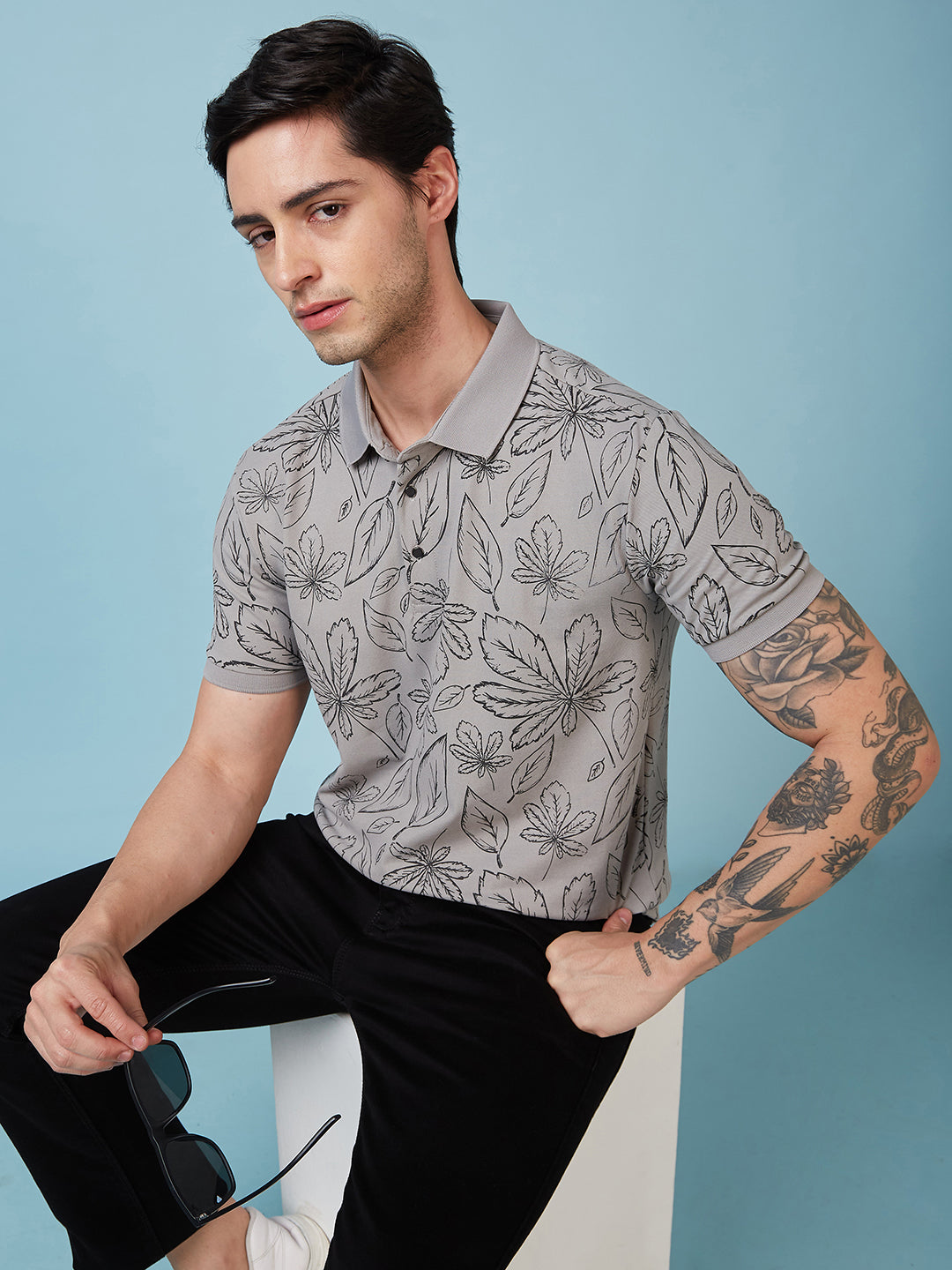 Men's Printed Polo Neck Half Sleeves T-shirt