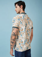 Men's Printed Cuban Collar Half Sleeves T-shirts