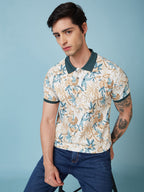 Men's Printed Cuban Collar Half Sleeves T-shirts