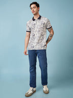 Men's Printed Cuban Collar Half Sleeves T-shirts