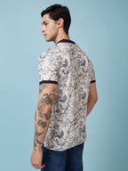 Men's Printed Cuban Collar Half Sleeves T-shirts