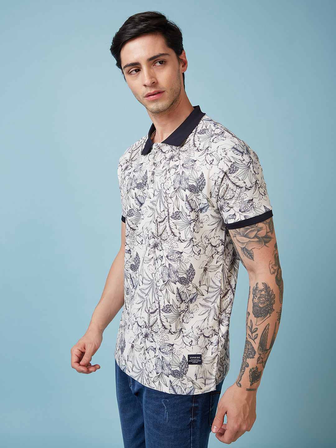 Men's Printed Cuban Collar Half Sleeves T-shirts Secondary image