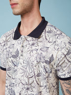 Men's Printed Cuban Collar Half Sleeves T-shirts
