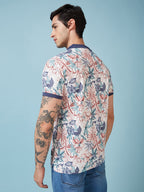Men's Printed Cuban Collar Half Sleeves T-shirts