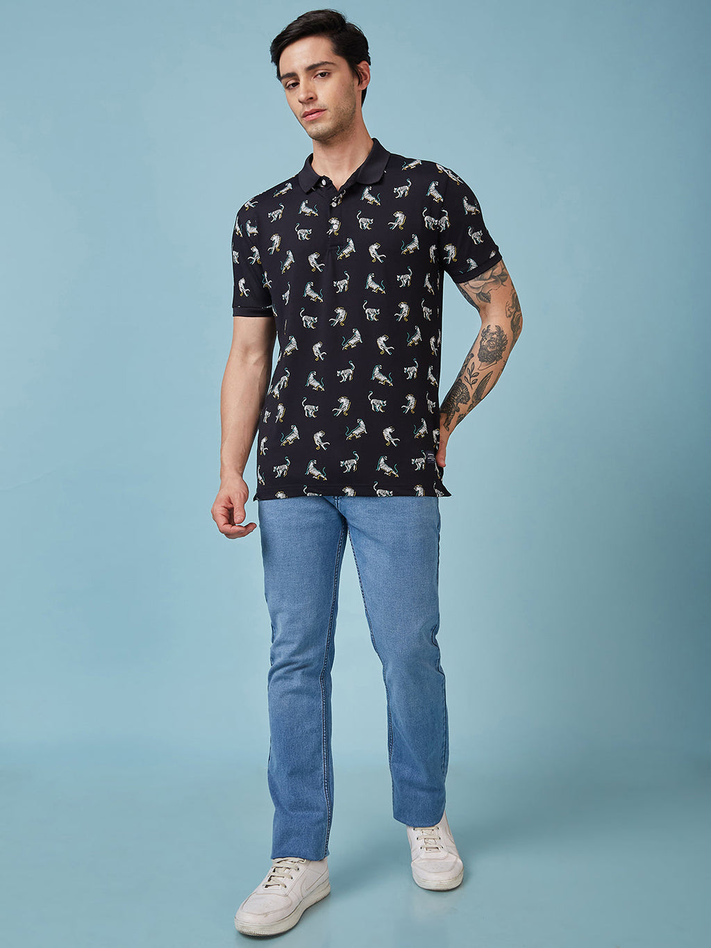 Men's Printed Polo Neck Half Sleeves T-shirt