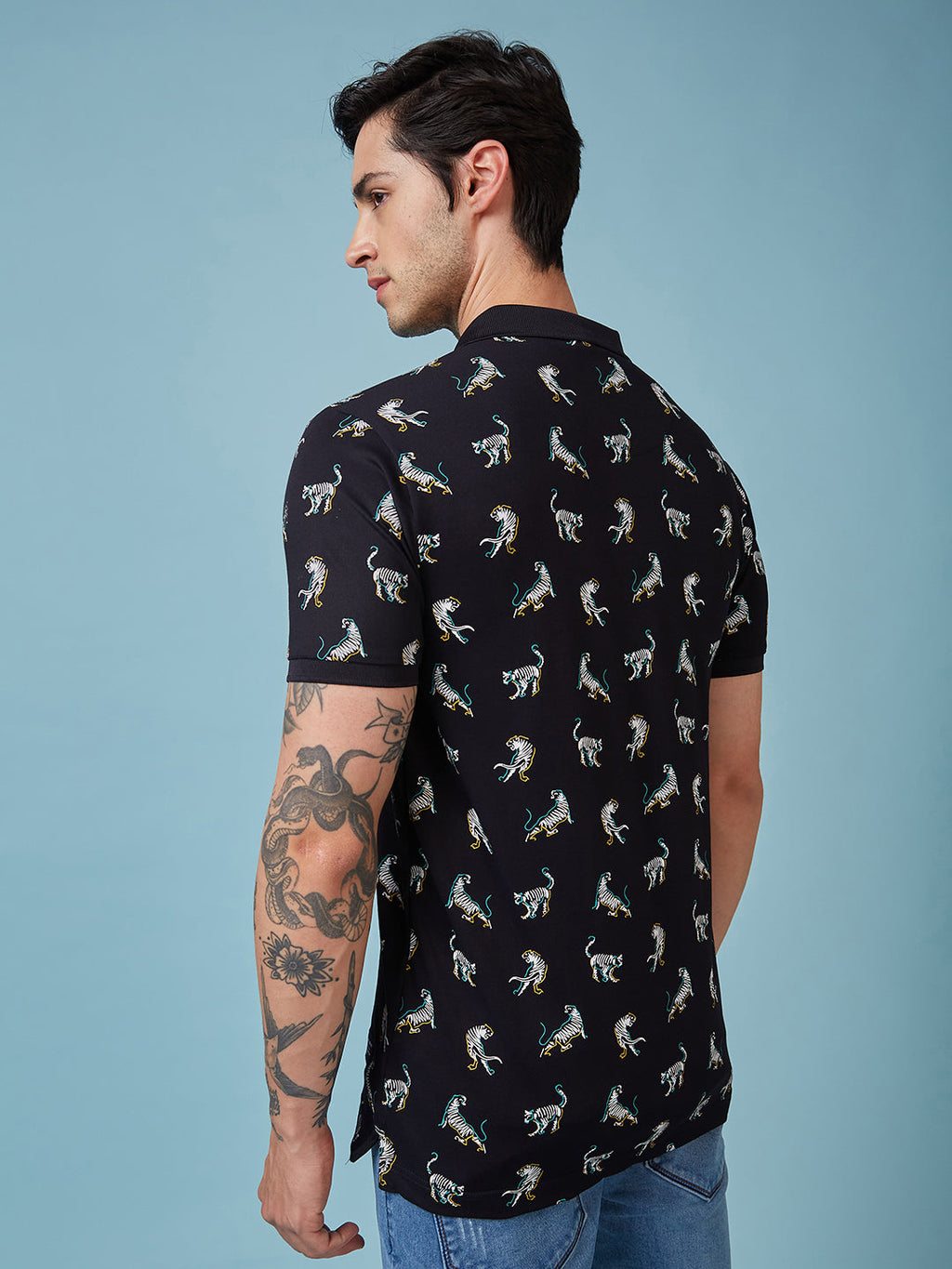 Men's Printed Polo Neck Half Sleeves T-shirt