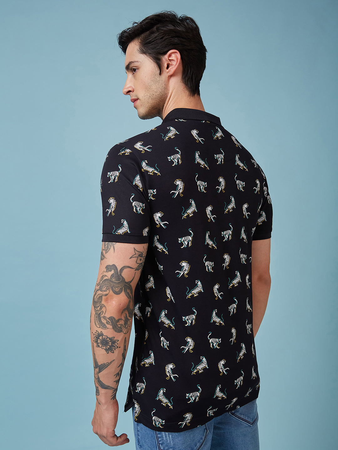 Men's Printed Polo Neck Half Sleeves T-shirt