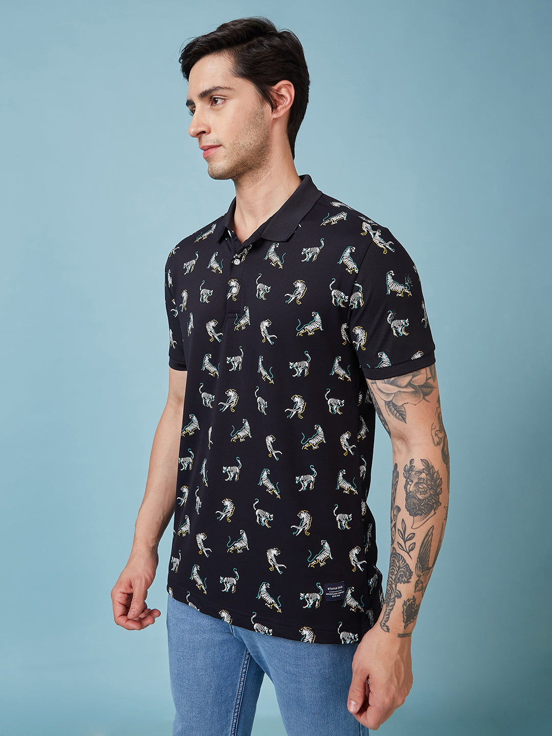 Men's Printed Polo Neck Half Sleeves T-shirt