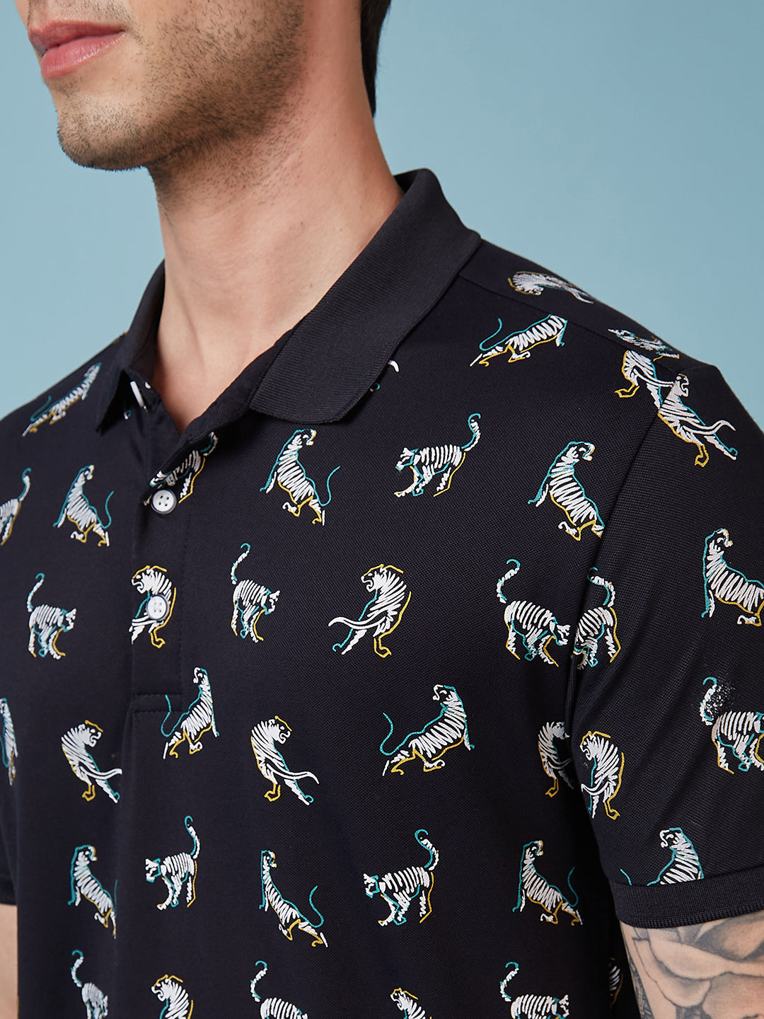 Men's Printed Polo Neck Half Sleeves T-shirt