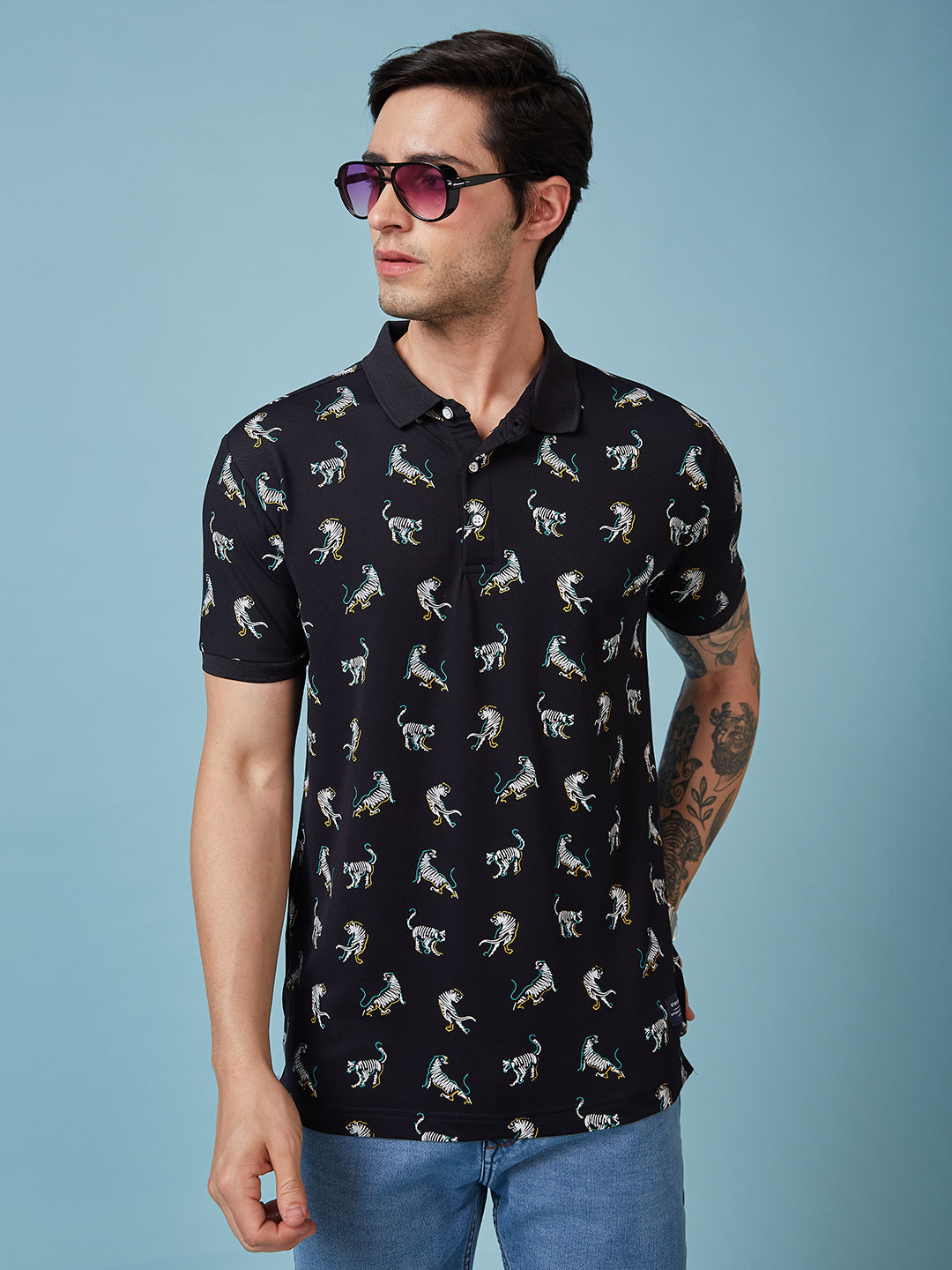 Men's Printed Polo Neck Half Sleeves T-shirt