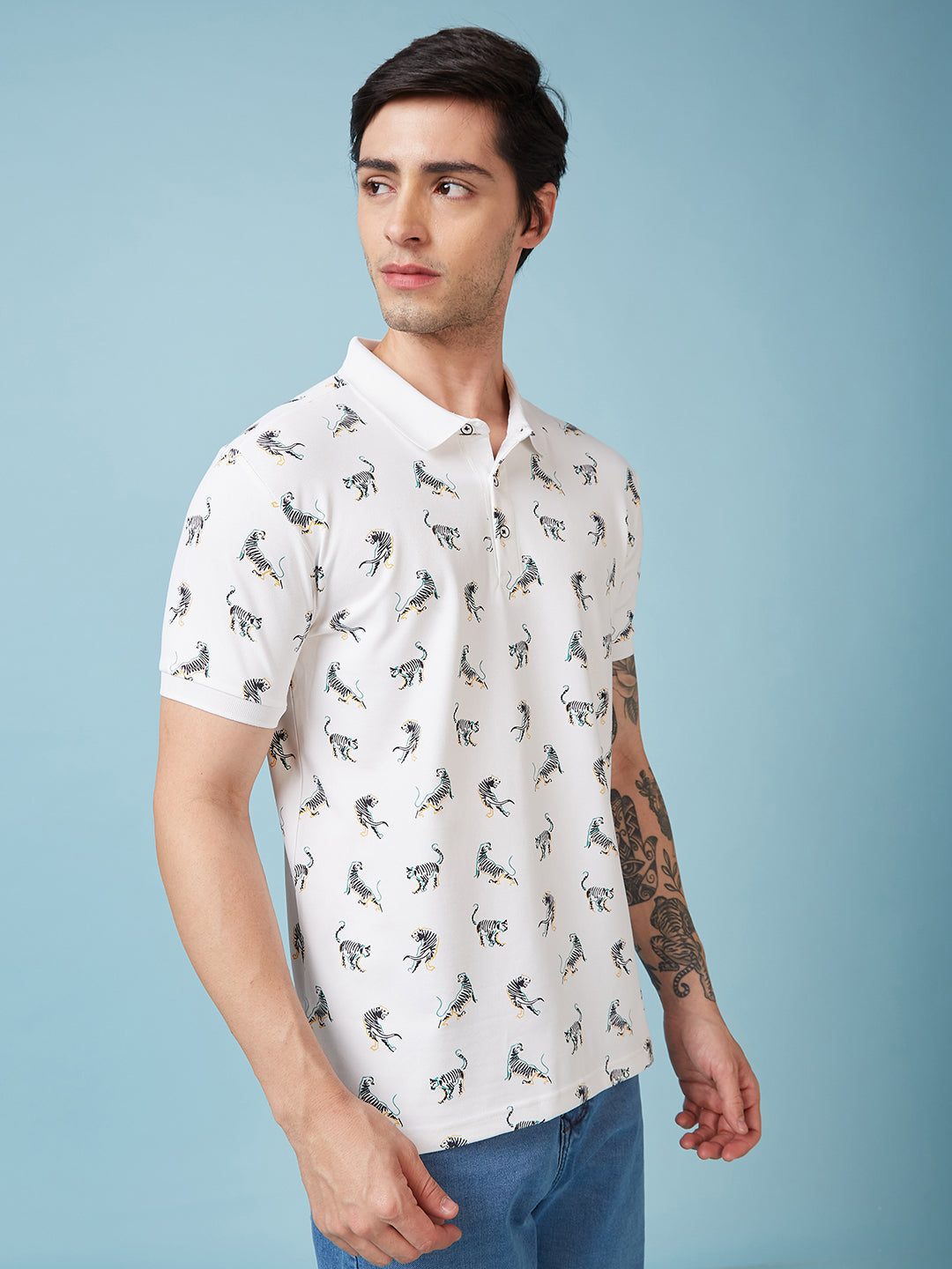 Men's Printed Polo Neck Half Sleeves T-shirts Secondary image