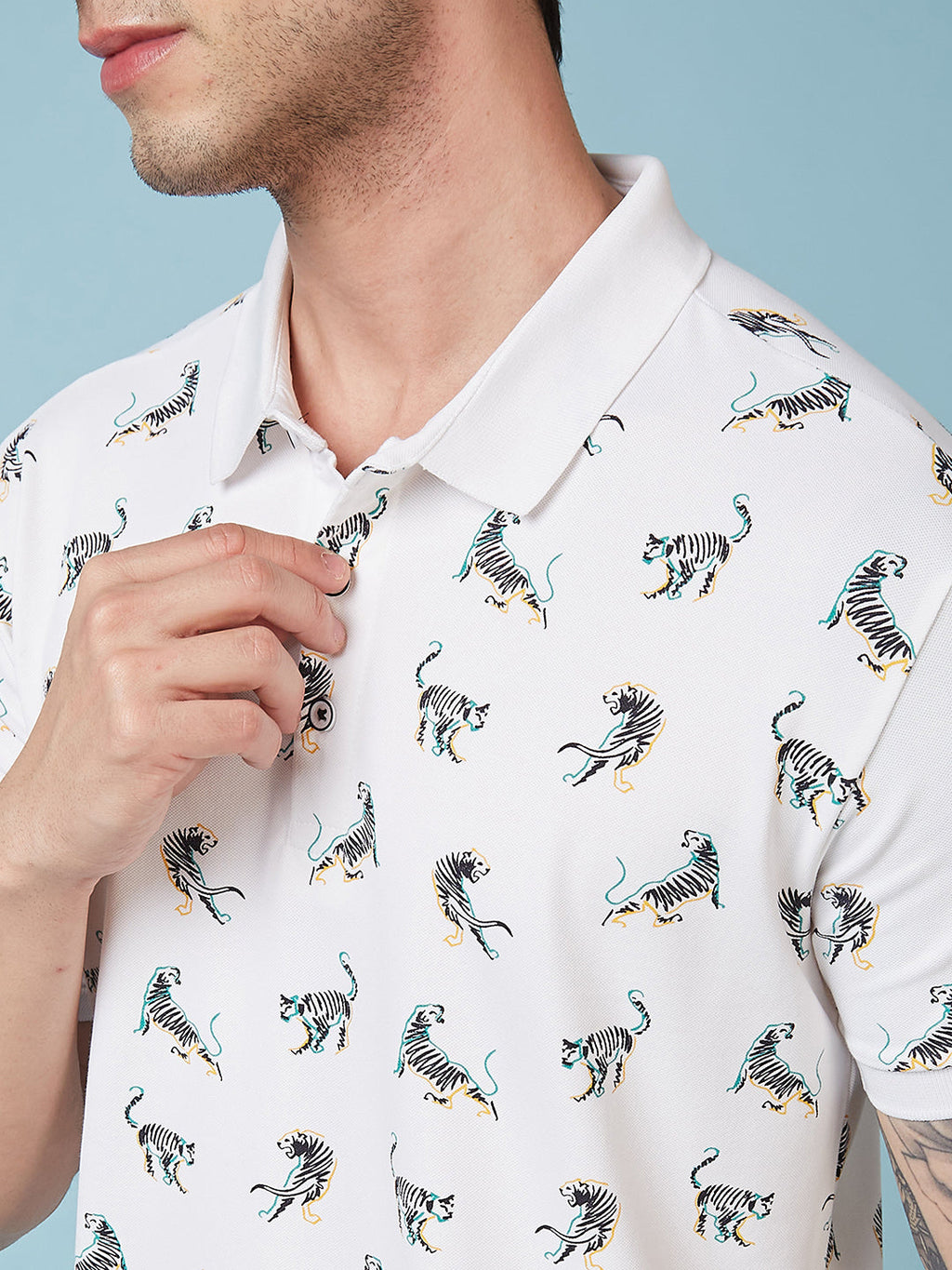 Men's Printed Polo Neck Half Sleeves T-shirts
