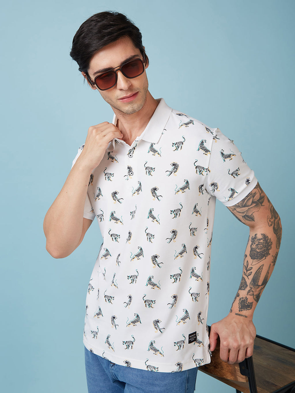 Men's Printed Polo Neck Half Sleeves T-shirts