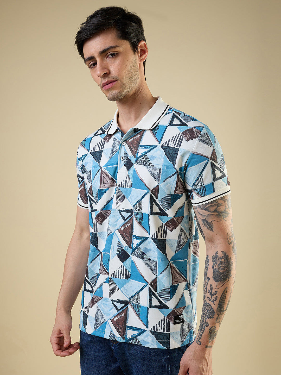 Mens Printed Polo Neck with Half Sleeves T-shirt Secondary image