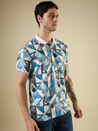 Mens Printed Polo Neck with Half Sleeves T-shirt