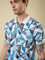 Mens Printed Polo Neck with Half Sleeves T-shirt