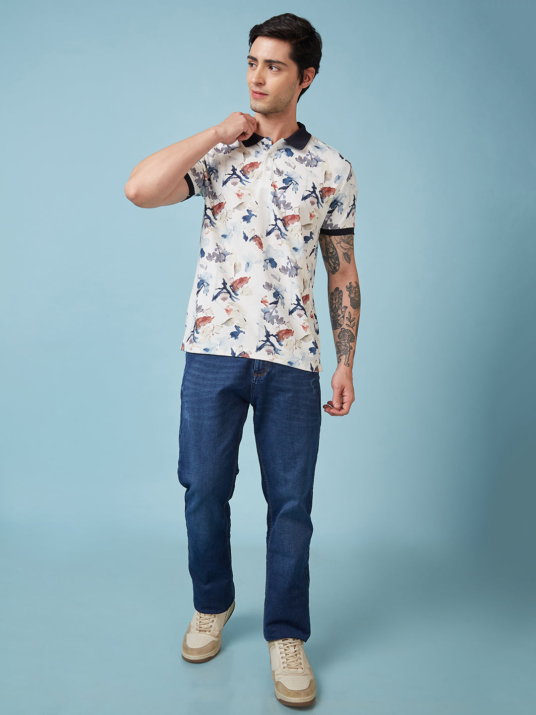 Men's Printed Polo Neck Half Sleeves T-shirts