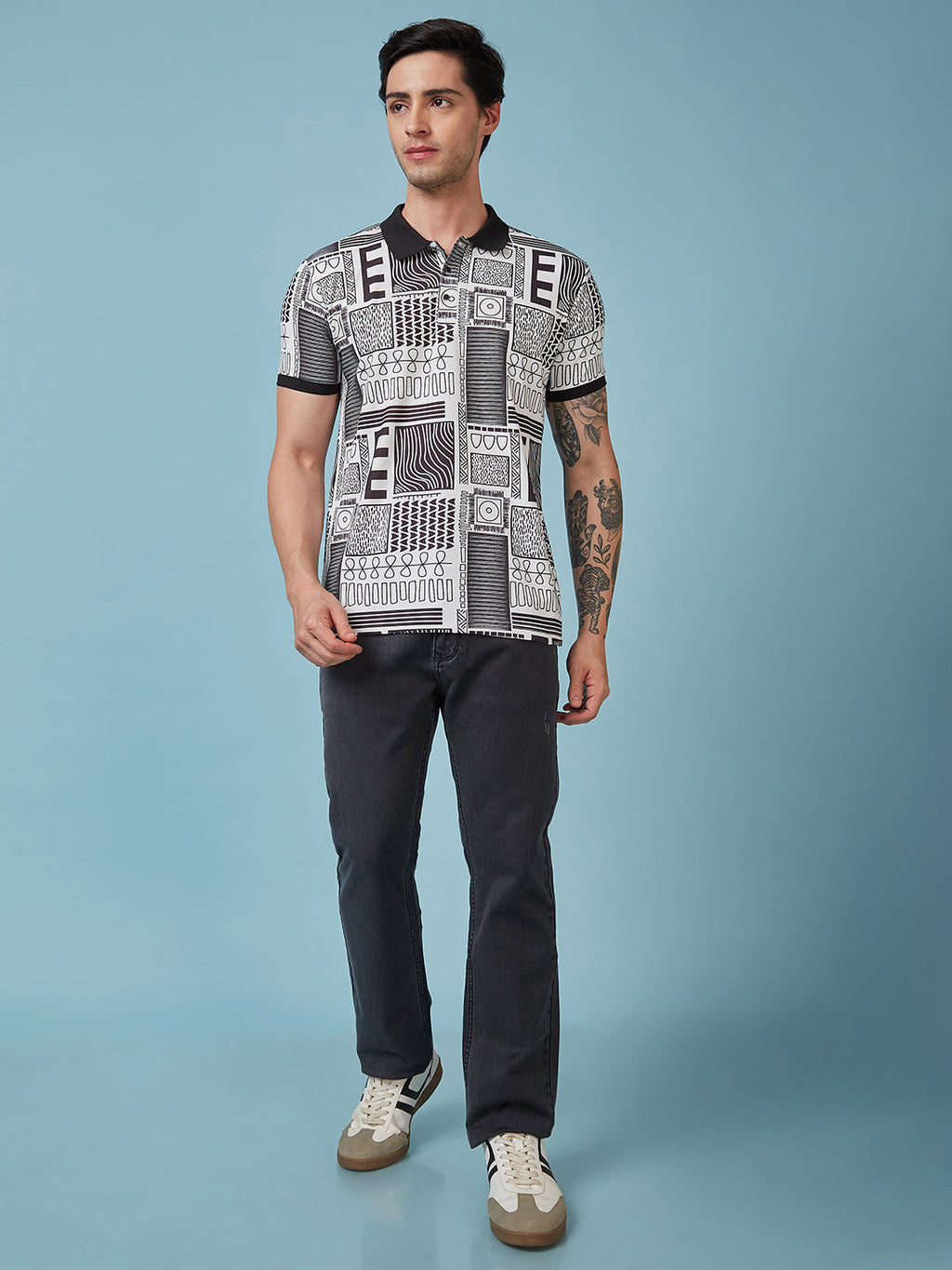 Men's Printed Polo Neck Half Sleeves T-shirts