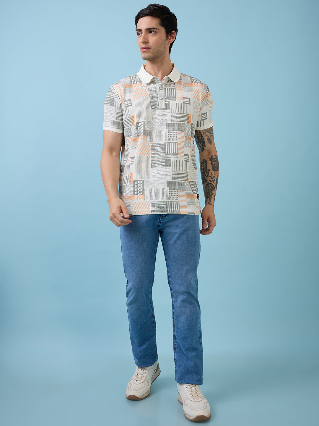 Men's Printed Polo Neck Half Sleeves T-shirts
