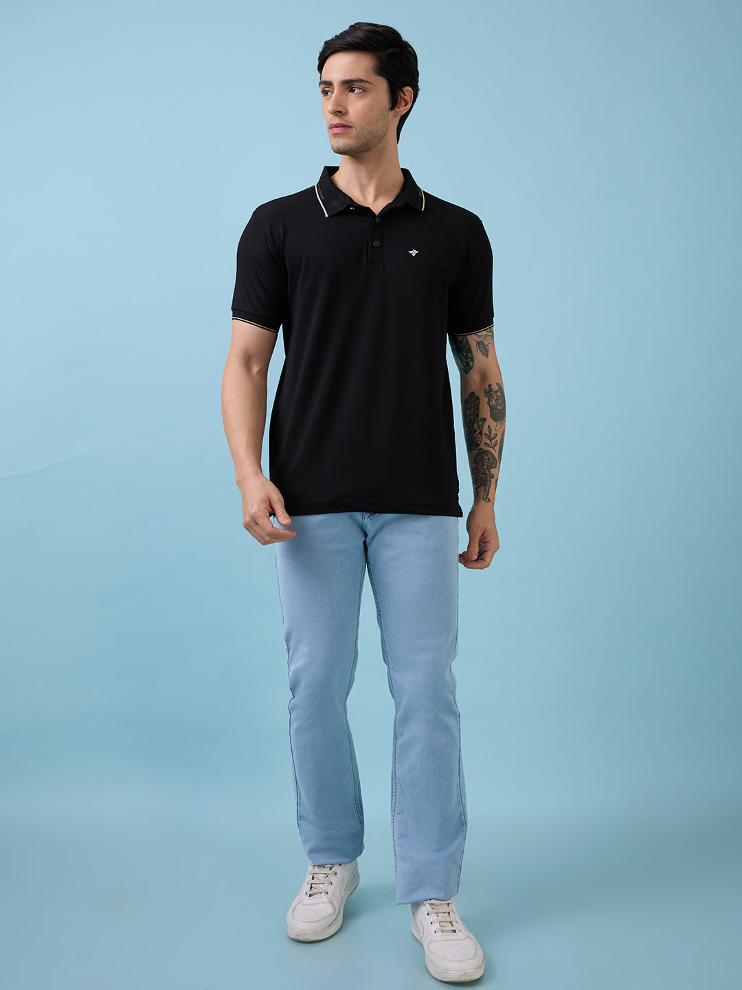 Men's Solid Polo Neck Half Sleeves T-shirt