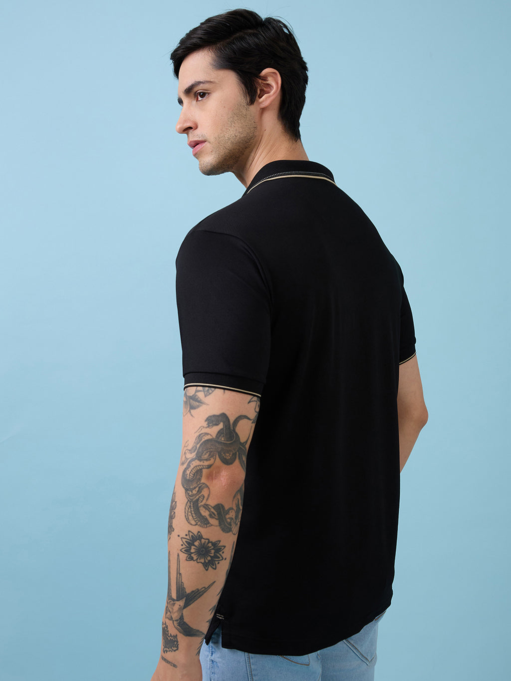 Men's Solid Polo Neck Half Sleeves T-shirt