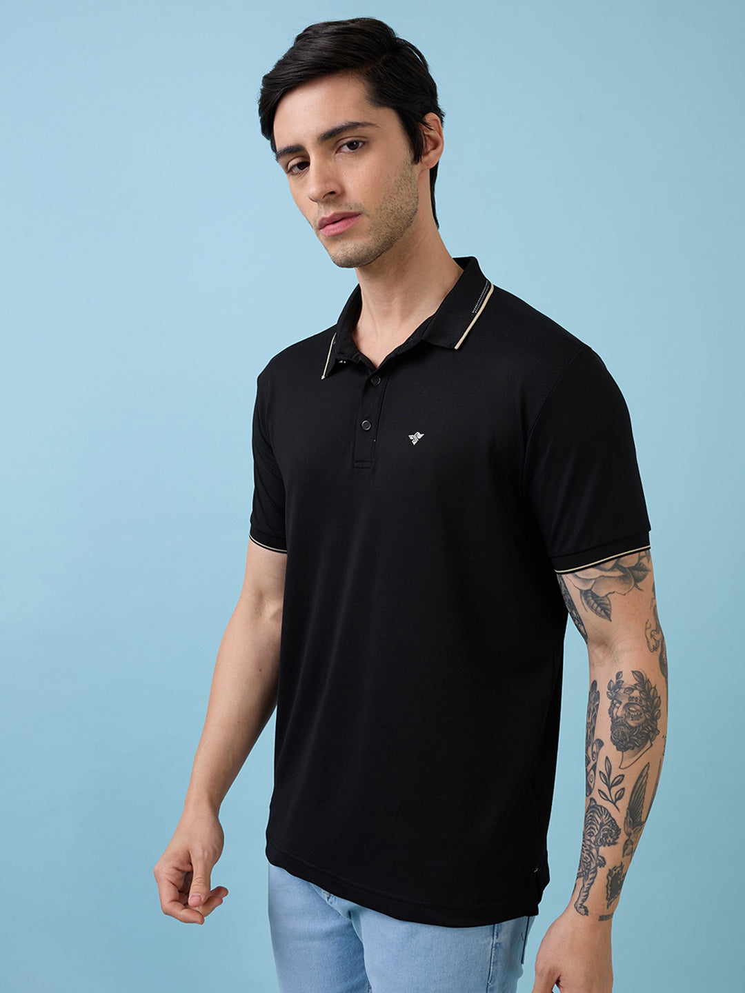Men's Solid Polo Neck Half Sleeves T-shirt Secondary image