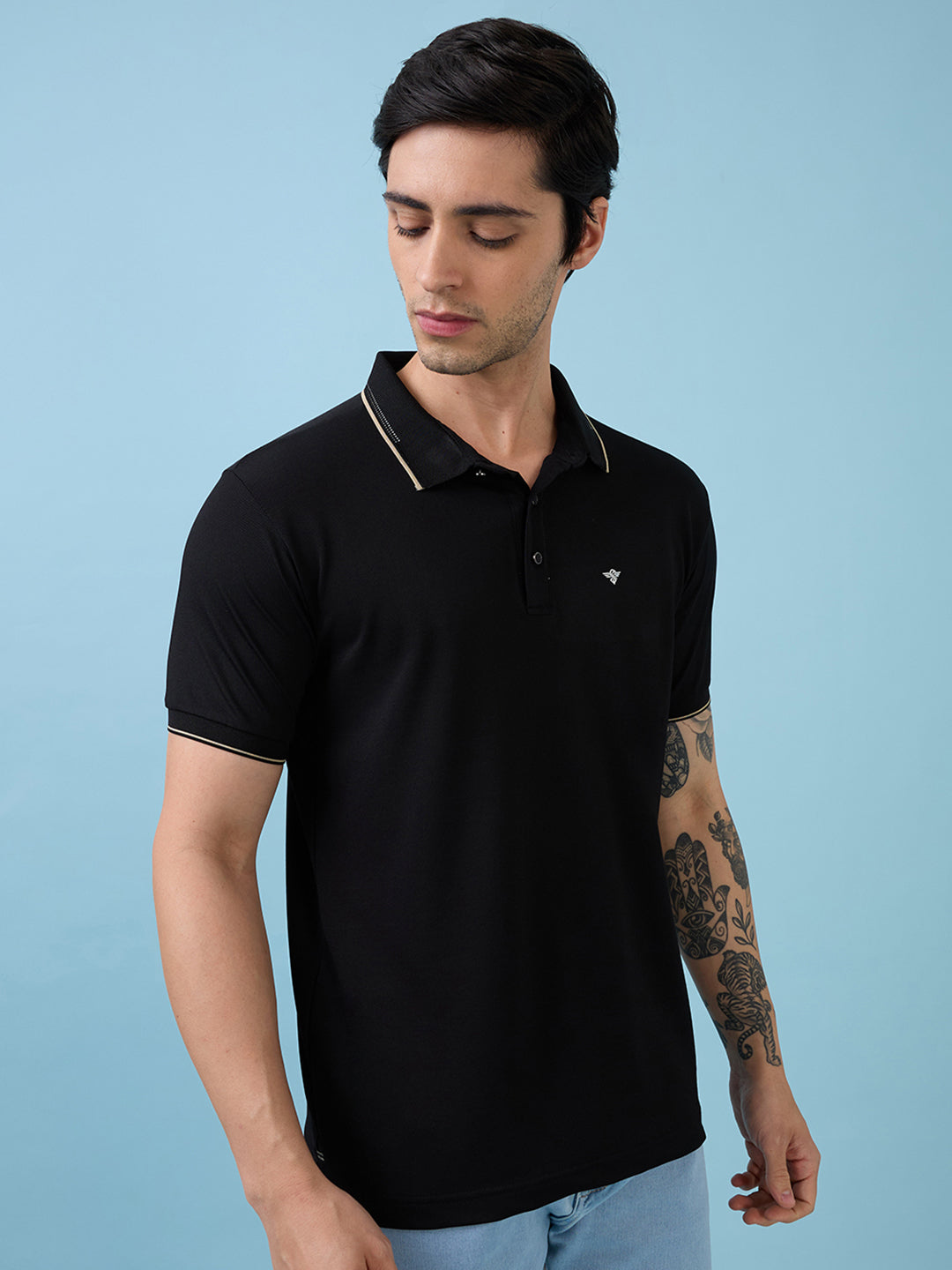 Men's Solid Polo Neck Half Sleeves T-shirt