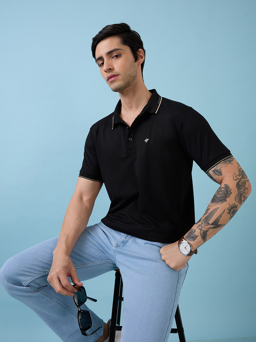 Men's Solid Polo Neck Half Sleeves T-shirt