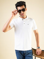 Mens All-Over New Basics Solid Half Sleeves Regular Fit Tshirt