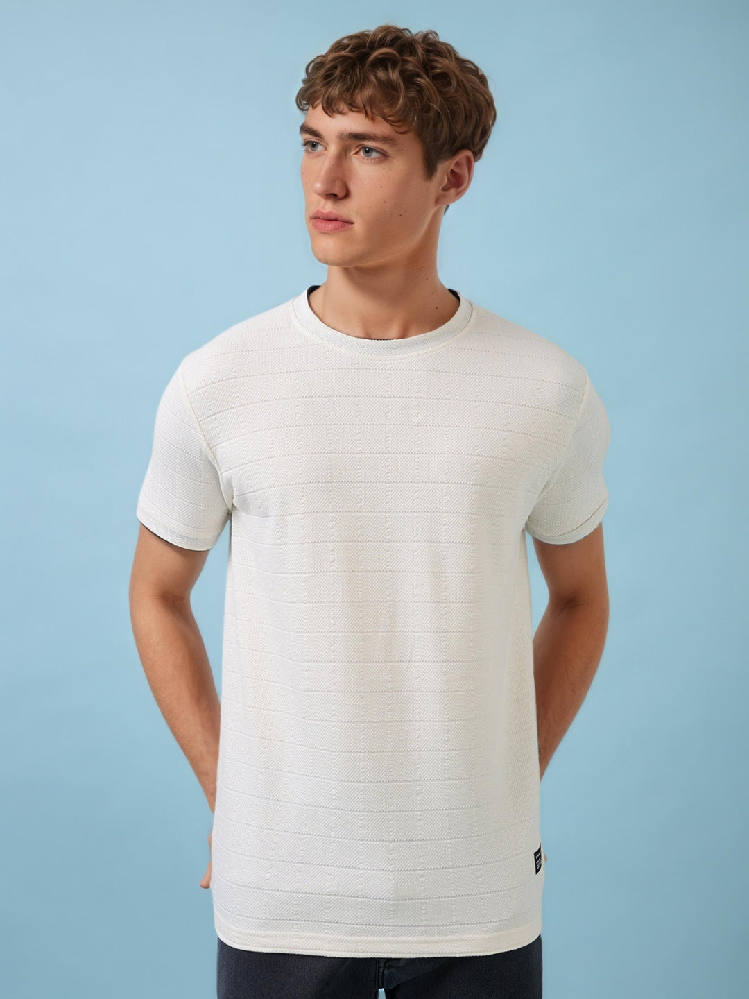Mens All-Over New Basics Solid Half Sleeves Regular Fit Tshirt Secondary image
