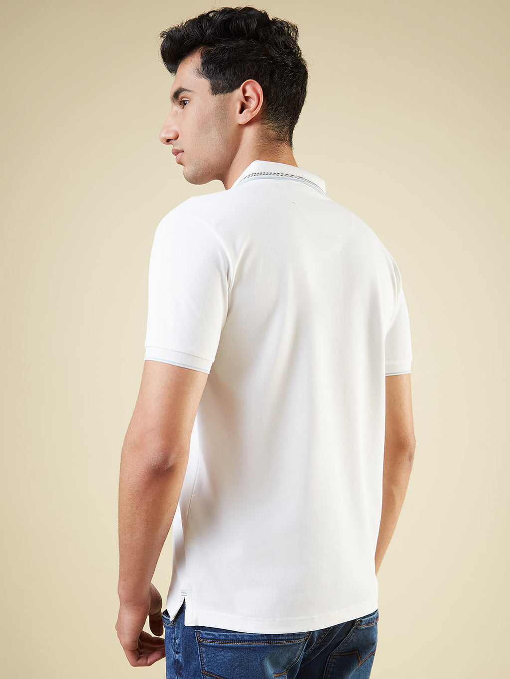 Mens All-Over New Basics Solid Half Sleeves Regular Fit Tshirt