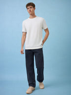 Mens All-Over New Basics Solid Half Sleeves Regular Fit Tshirt