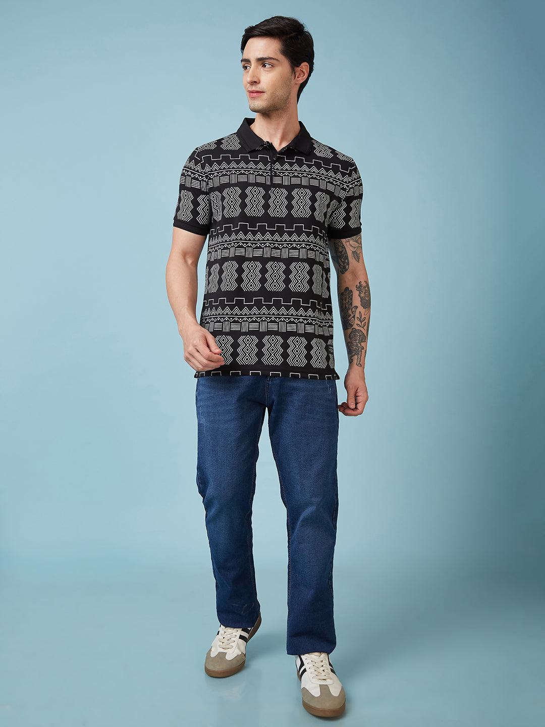 Men's Printed Polo Neck Half Sleeves T-shirts