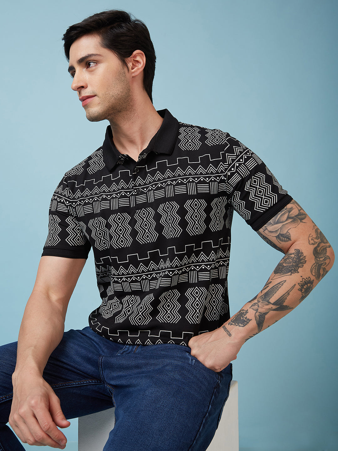 Men's Printed Polo Neck Half Sleeves T-shirts