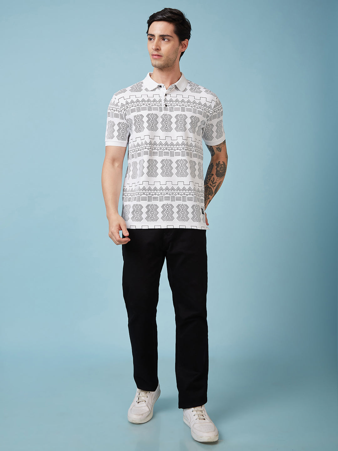 Men's Printed Polo Neck Half Sleeves T-shirt