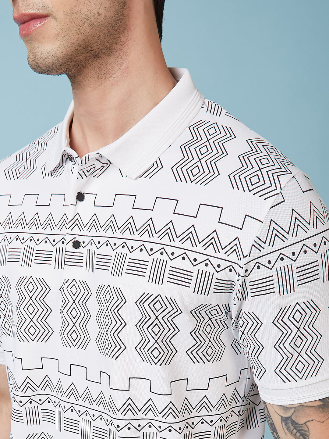 Men's Printed Polo Neck Half Sleeves T-shirt
