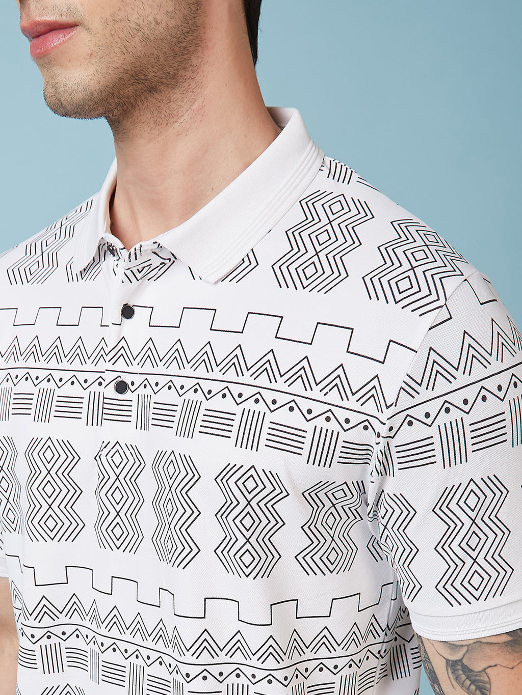 Men's Printed Polo Neck Half Sleeves T-shirt