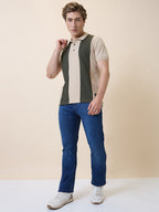 Status Quo Men's Self Design Polo Collar Half Sleeves Regular Fit T-shirt
