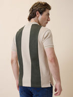 Status Quo Men's Self Design Polo Collar Half Sleeves Regular Fit T-shirt