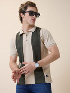 Status Quo Men's Self Design Polo Collar Half Sleeves Regular Fit T-shirt