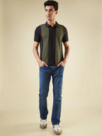 Mens Cut & Sew Cuban Collar with Half Sleeves T-shirt
