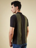Mens Cut & Sew Cuban Collar with Half Sleeves T-shirt