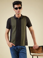 Mens Cut & Sew Cuban Collar with Half Sleeves T-shirt