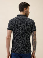Mens Printed Polo Collar Half Sleeves Regular Fit Tshirt